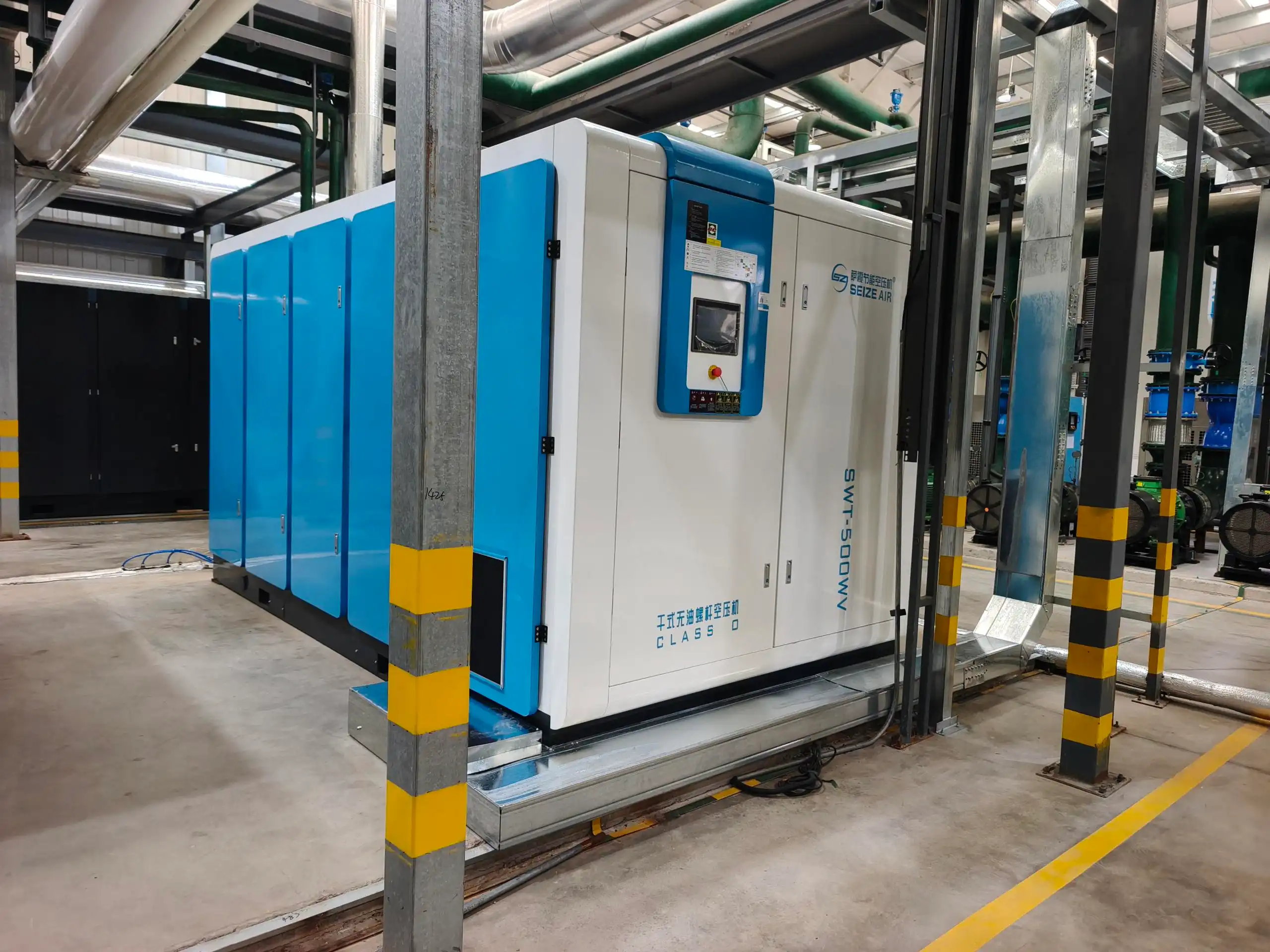 500KW PM VSD 乾式オイルフリースクリューエアコンプレッサ